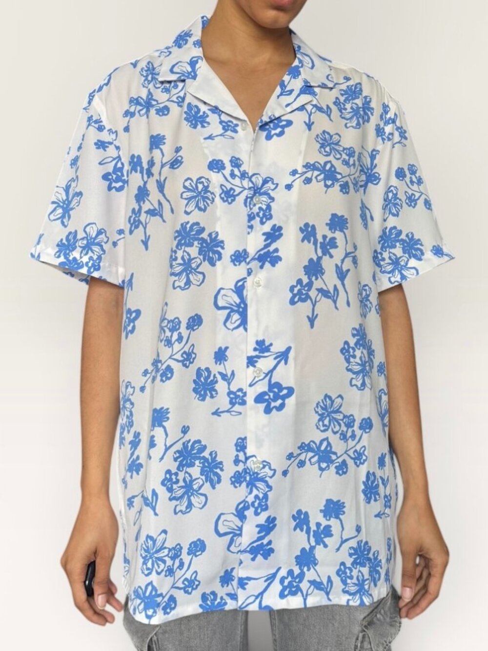 ASOS Camp‎ Collar Blue Floral Button Down Shirt Eclectic Grandpa Resort Wear